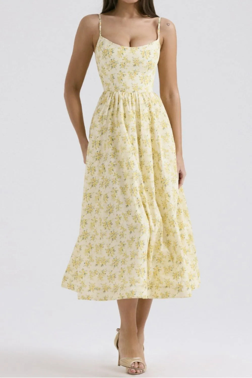 Floral Print Spaghetti Strap Midi Dress - alternate view 8