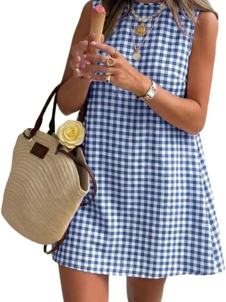 Gingham Sleeveless A-Line Mini Dress - alternate view 7