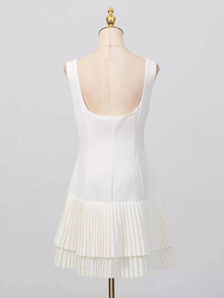 Square Neck Pleated Mini Dress - alternate view 8