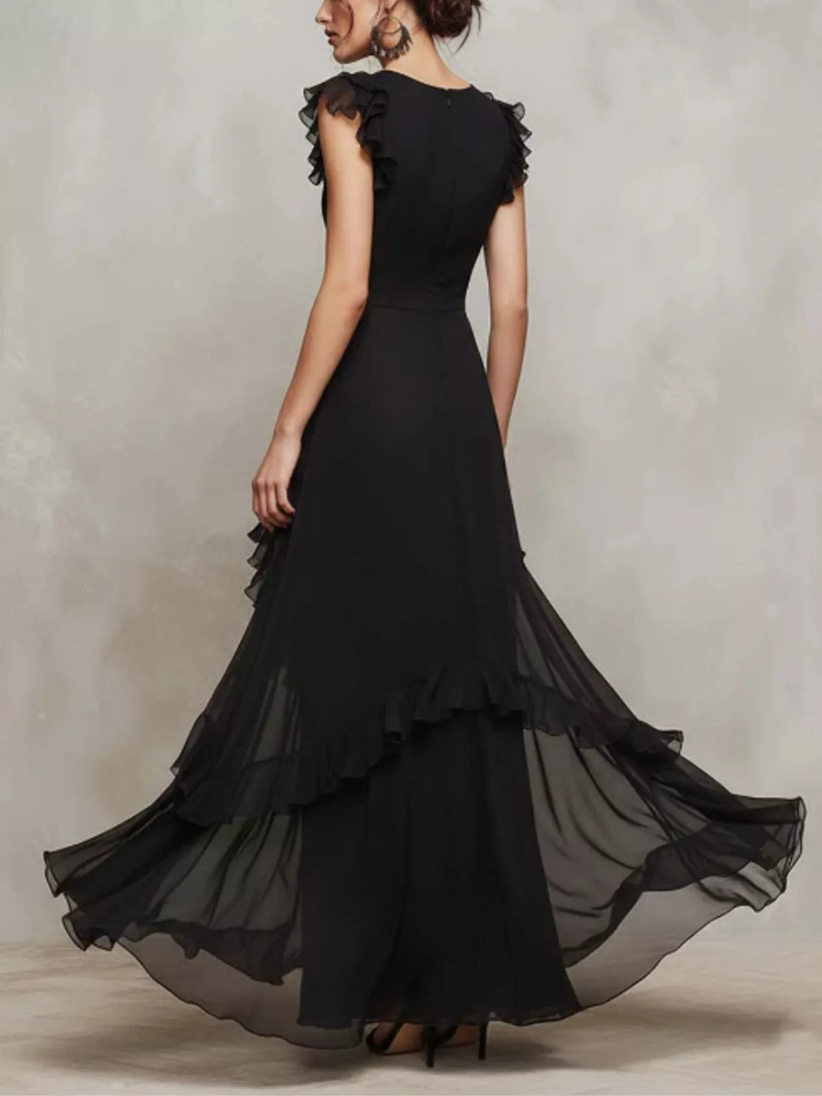 Sheer Ruffle Trim Maxi Dress - alternate view 5