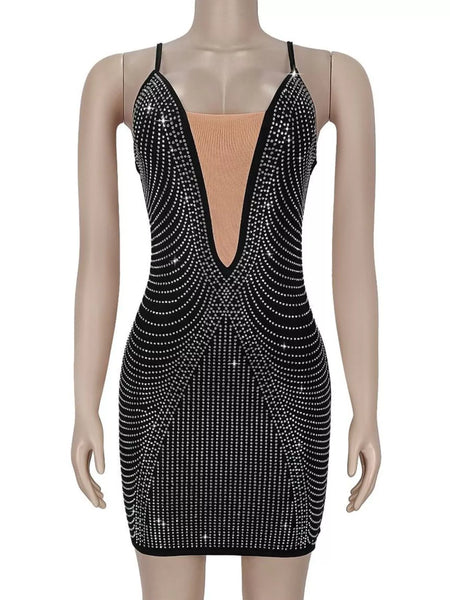 Rhinestone Spaghetti Strap Mini Dress - alternate view 5