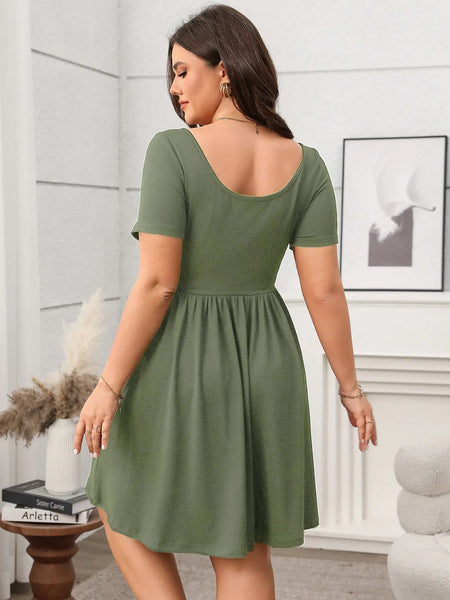 Square Neck Short Sleeve Mini Dress - alternate view 2