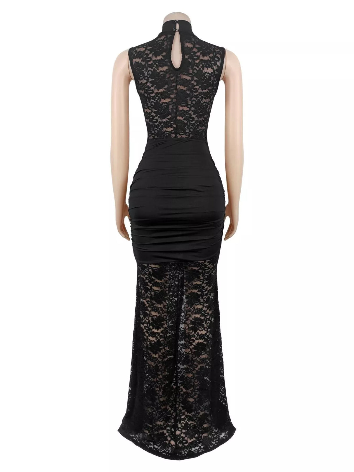 Lace Keyhole High-Slit Maxi Dress - alternate view 4