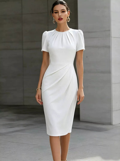 Ruched Short Sleeve Midi Dress - alternate view 7