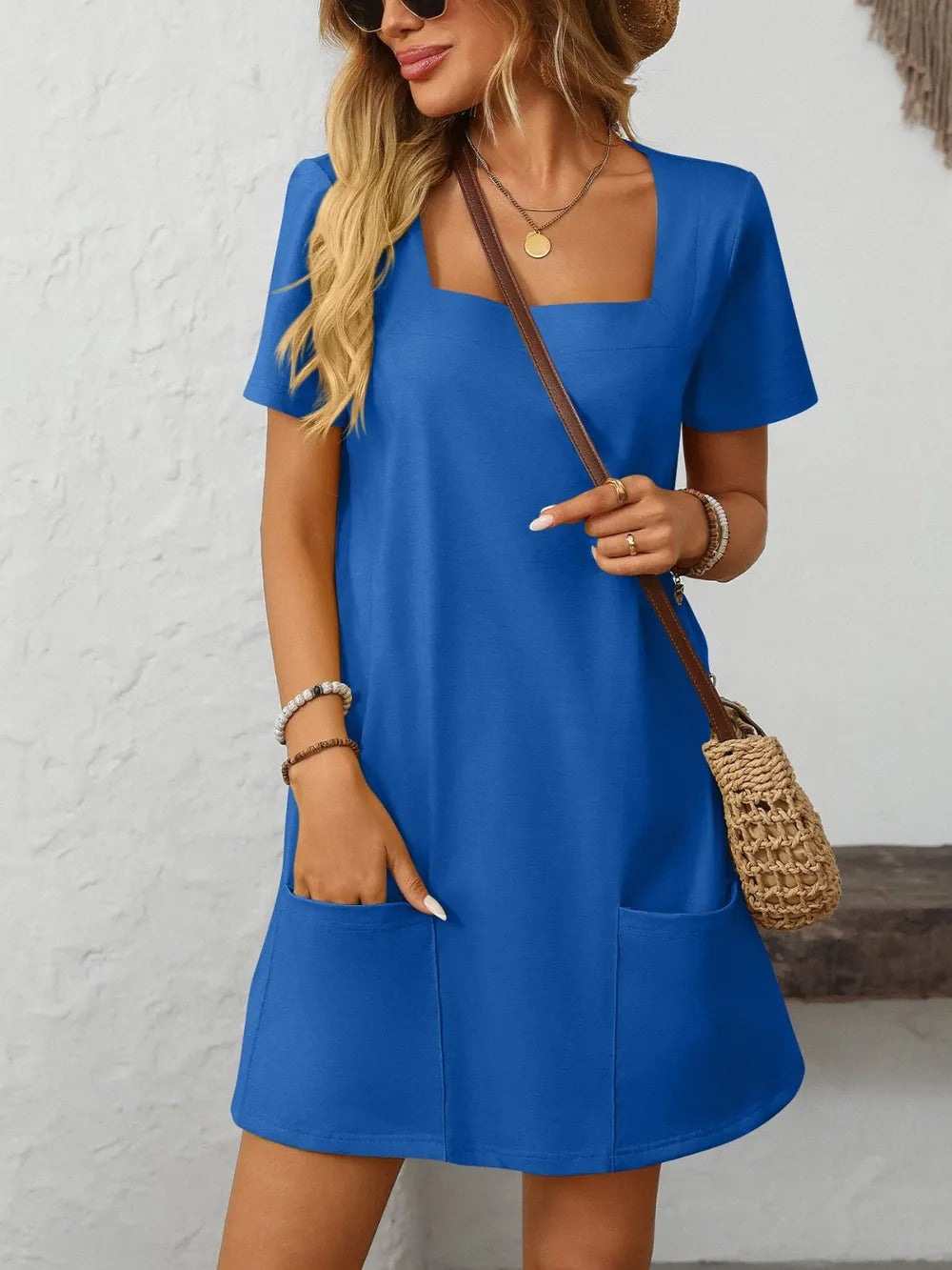 Mandy Square Neck Short Sleeve Mini Dress - alternate view 9