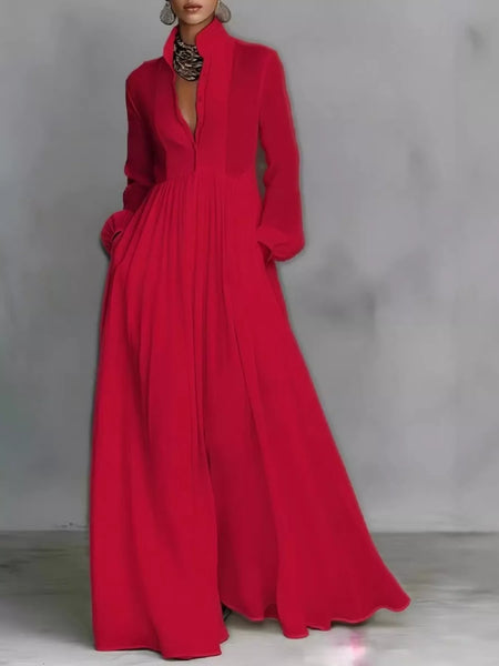 Full Size Long-Sleeve Button Front Maxi Dress Plus Size - alternate view 22