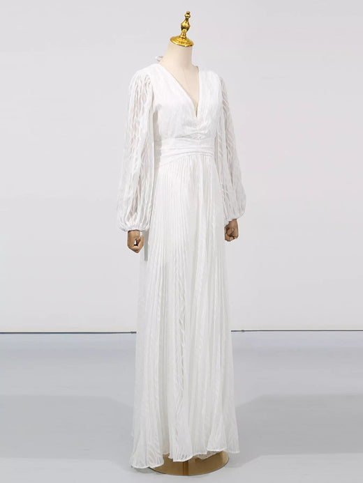 V-Neck Long Sleeve Maxi Dress - alternate view 5