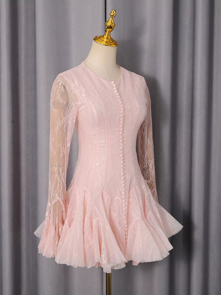 Lace Flare Sleeve Mini Dress - alternate view 3