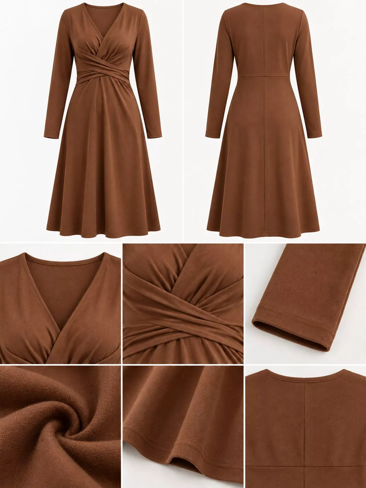 Full Size Ruched Front Midi Dress Plus Size - alternate view 35