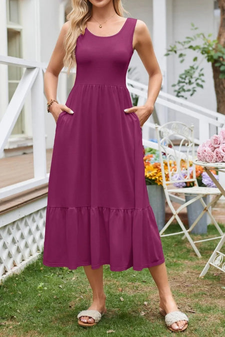 Round Neck Wide Strap Tank Dress - alternate view 4