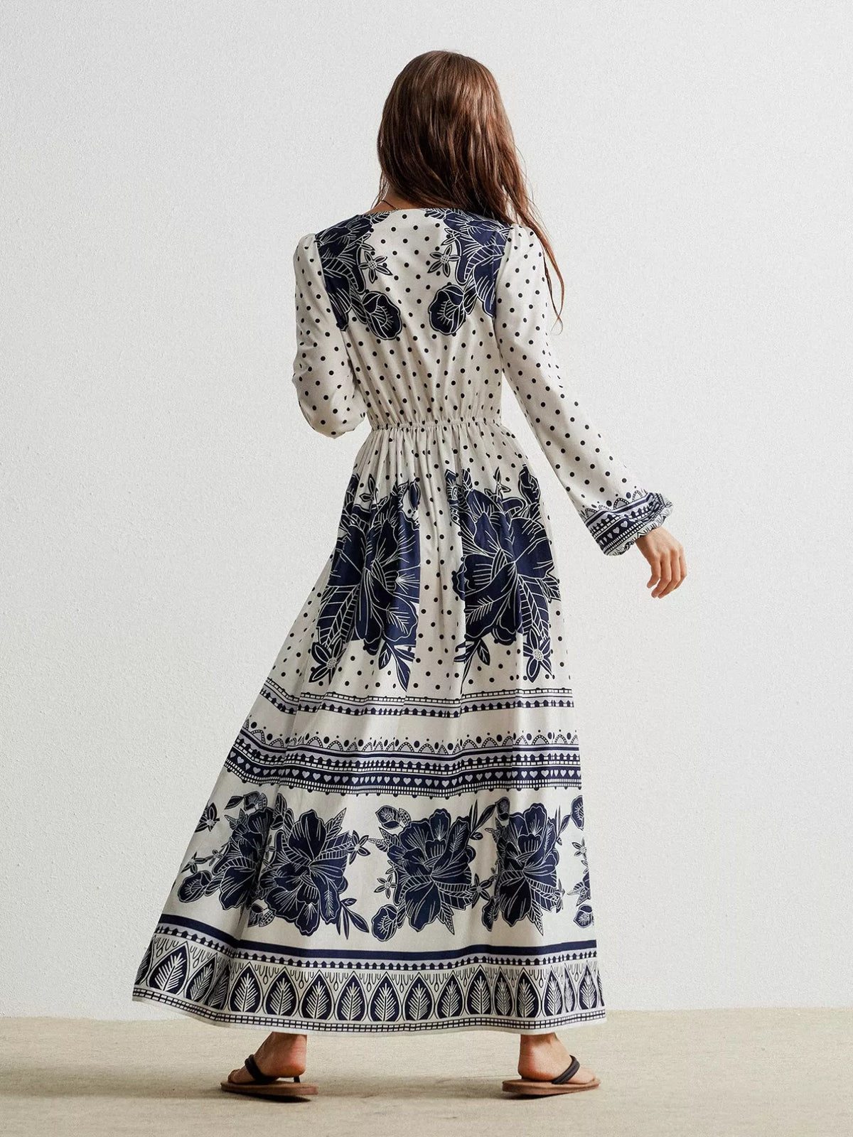 Floral Print Long Sleeve Maxi Dress - alternate view 4
