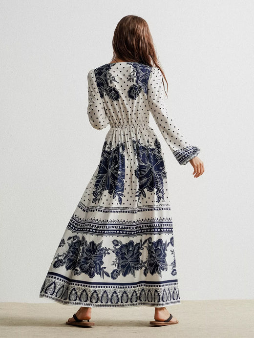 Floral Print Long Sleeve Maxi Dress - alternate view 4