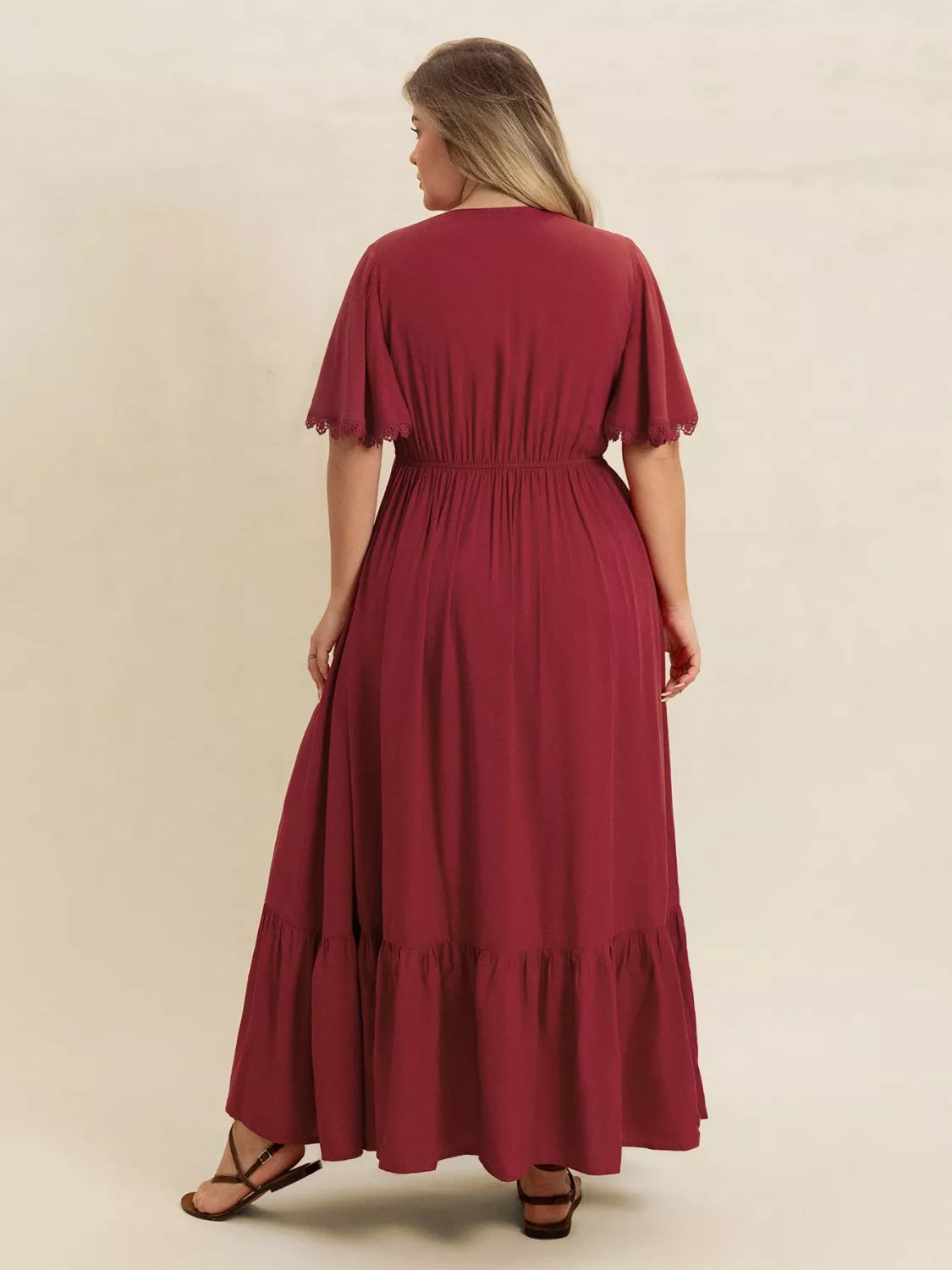 Lace Detail Flutter Sleeve Maxi Dress - alternate view 5