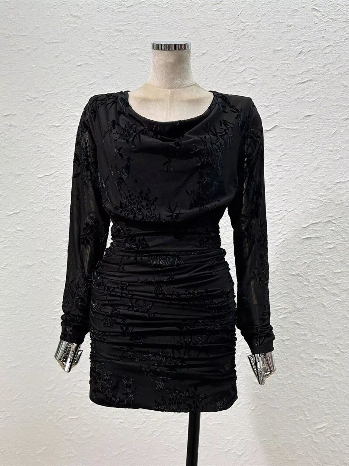 Ruched Long Sleeve Mini Dress - alternate view 6