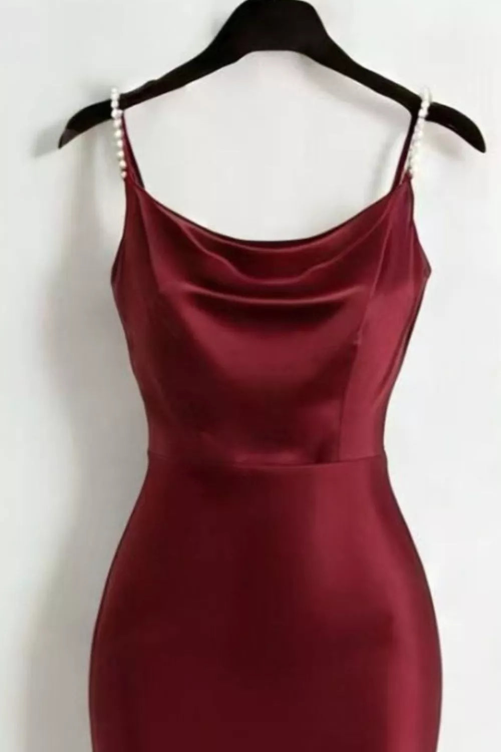 Pearl Strap Cowl Neck Satin Maxi Dress - alternate view 5