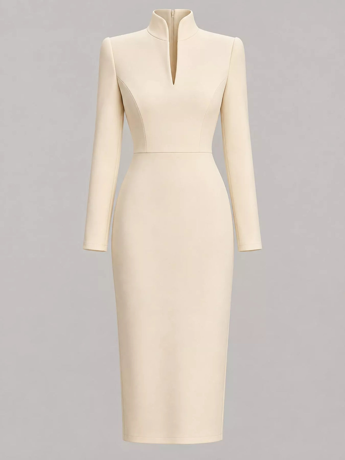 Full Size Stand-Collar Long-Sleeve Midi Dress Plus Size - alternate view 4