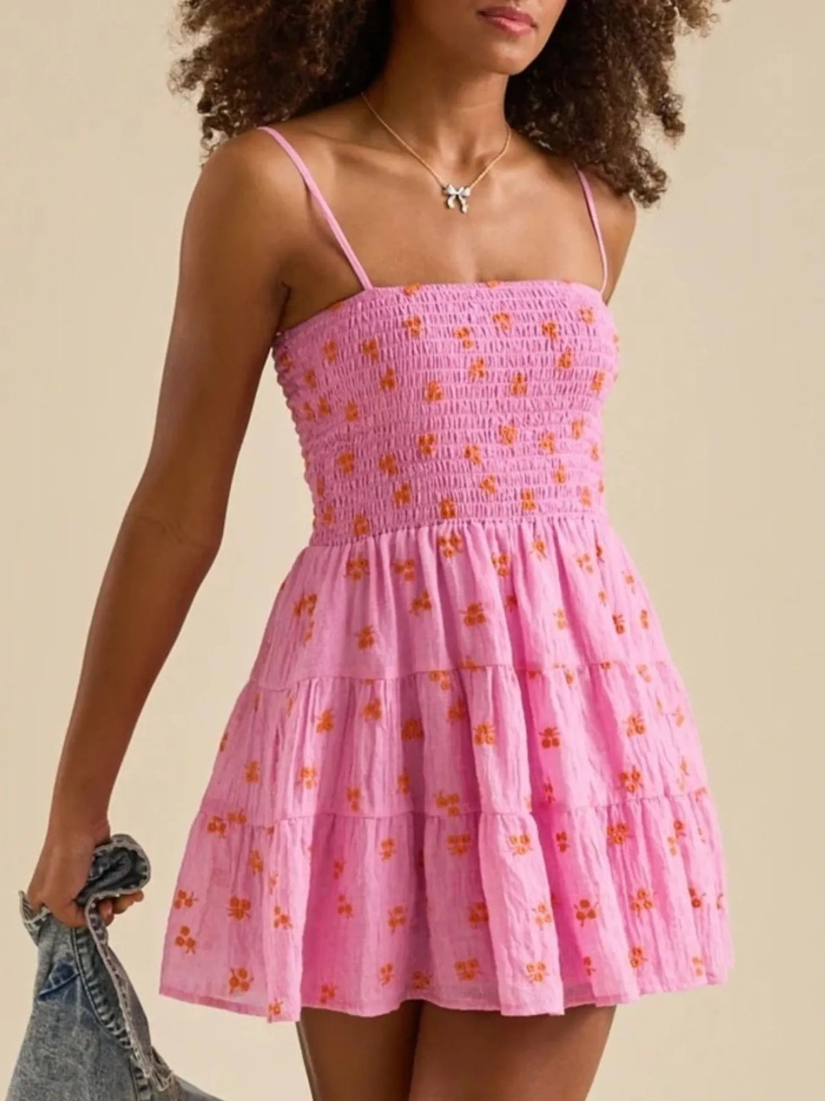 Floral Smocked Tiered Mini Cami Dress - alternate view 5