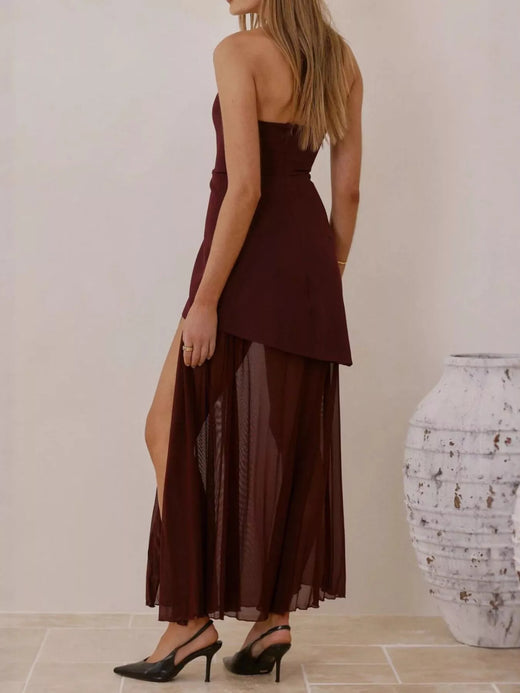 High Slit Mesh Tube Maxi Dress - alternate view 5