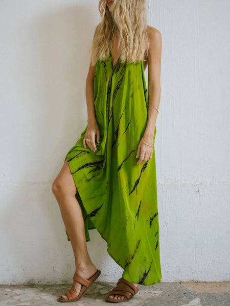 Asymmetrical Hem Printed Halter Neck Dress - alternate view 13