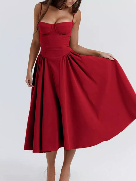 Sweetheart Neck Ruched Midi Dress - alternate view 16