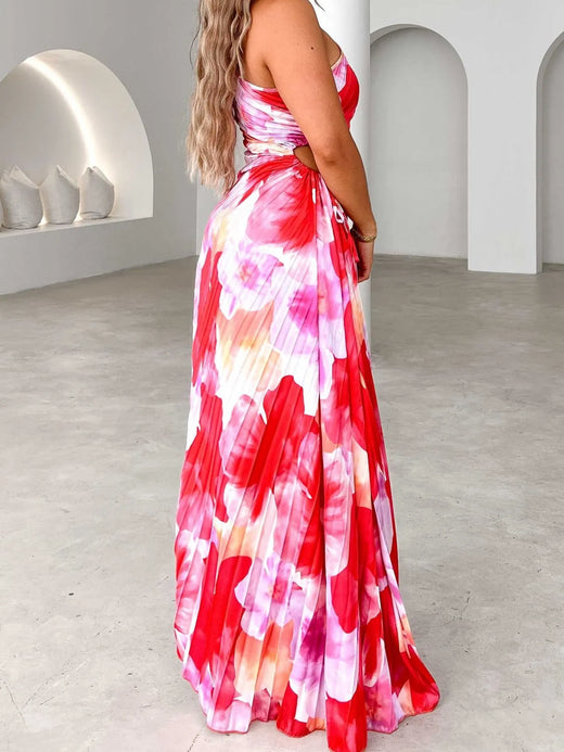 Printed One Shoulder Asymmetrical Maxi Dress - alternate view 2