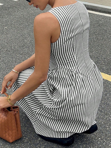 Striped Square Neck Midi Dress - alternate view 12