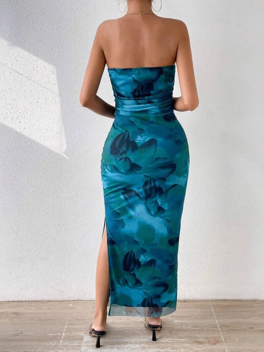Printed Side Slit Tube Dress - alternate view 3