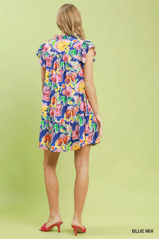 Floral Ruffle Mini Dress - alternate view 4