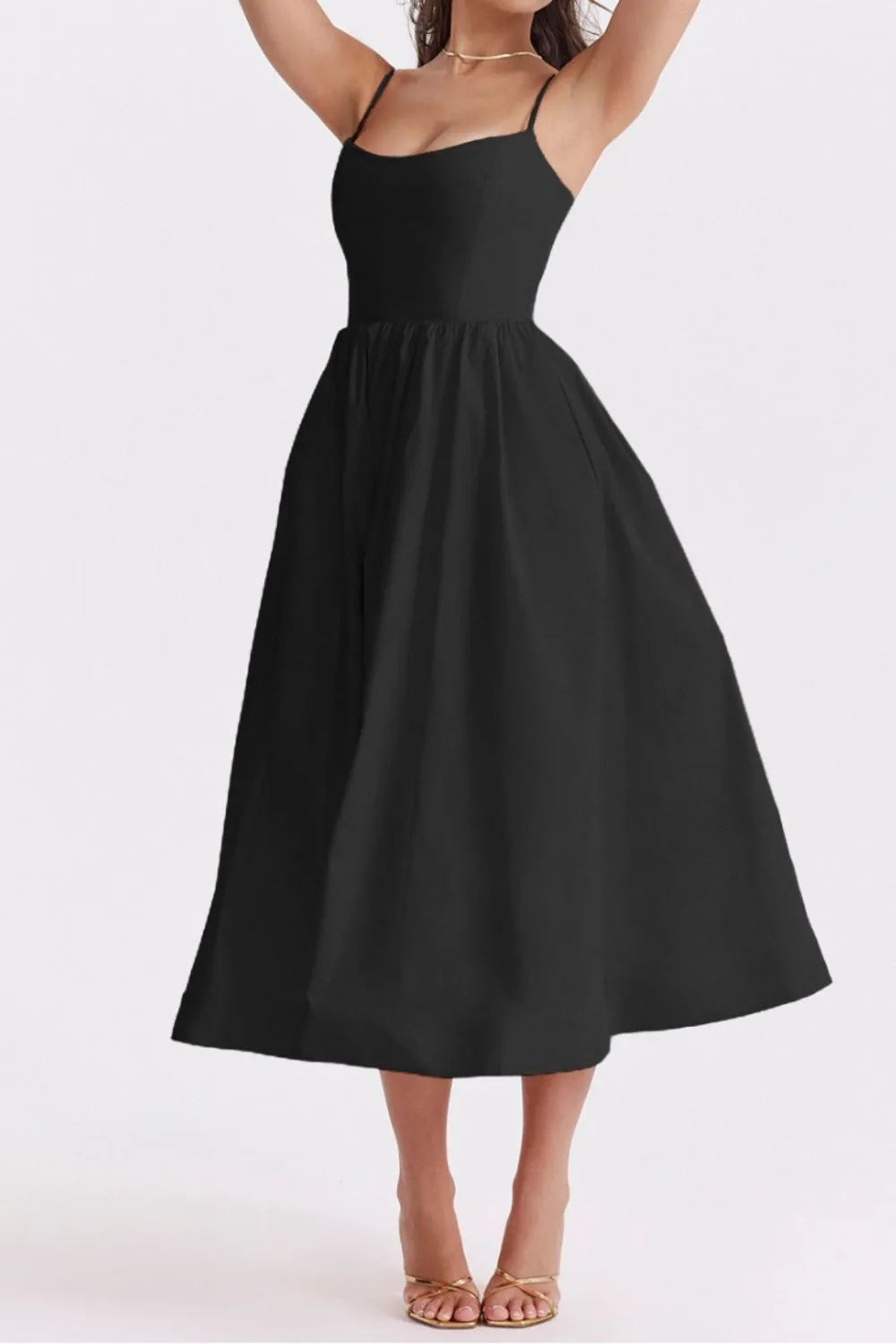Floral Print Spaghetti Strap Midi Dress - alternate view 16