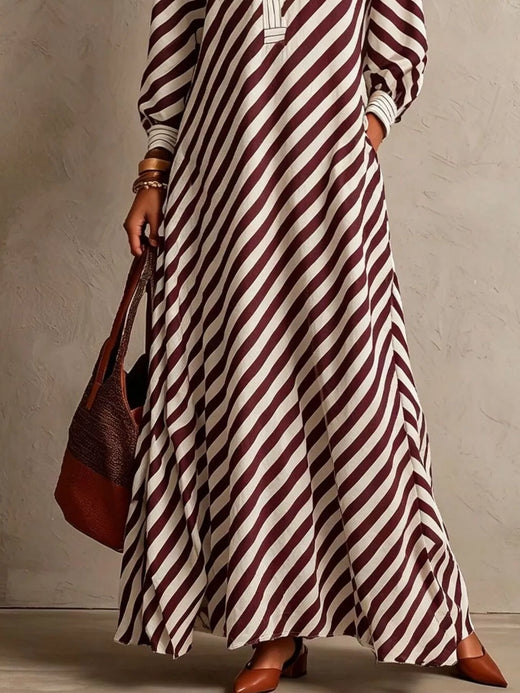 Striped Long Sleeves Maxi Dress - alternate view 6