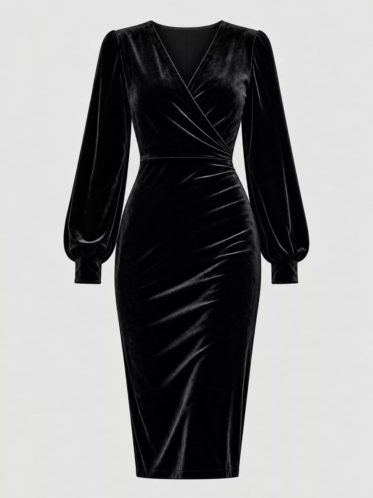Full Size Velvet Long-Sleeve Wrap Dress Plus Size - alternate view 27