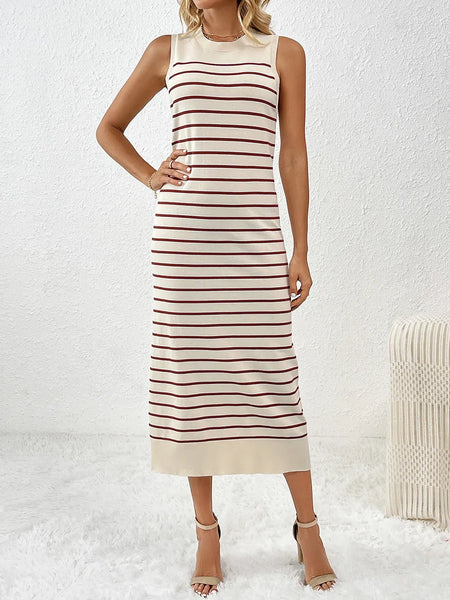 Round Neck Sleeve Midi Knit Dress - alternate view 4