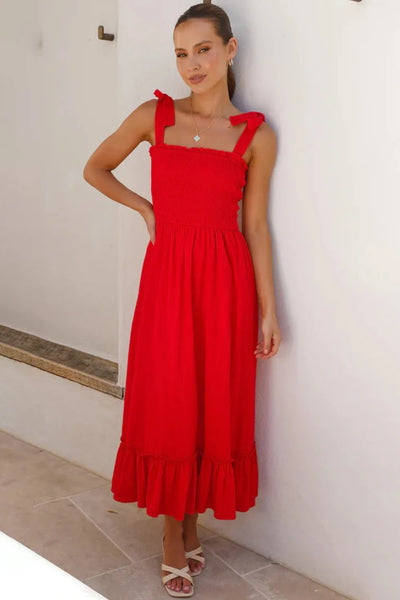 Ruffled Smocked Ruffle Hem Sleeveless Dress - alternate view 14