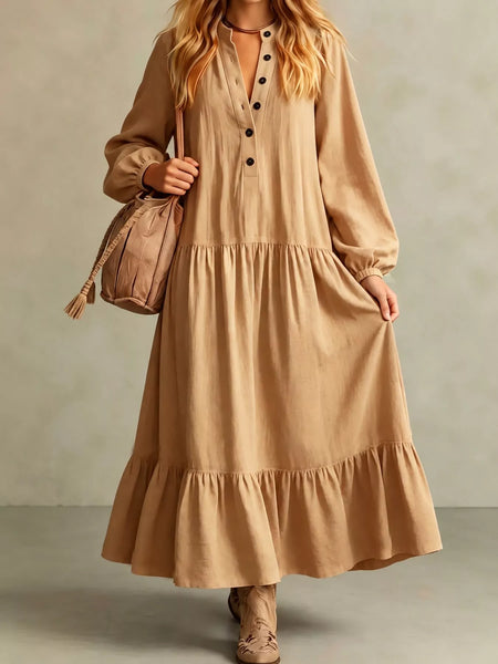 Button Front Tiered Maxi Dress - alternate view 11