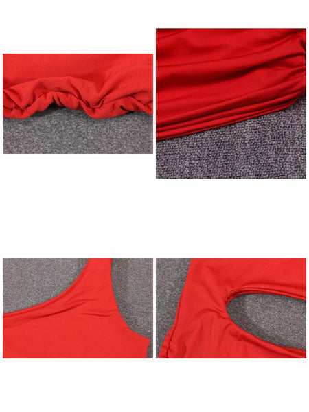 One-Shoulder Cutout Ruched Bodycon Mini Dress - alternate view 27