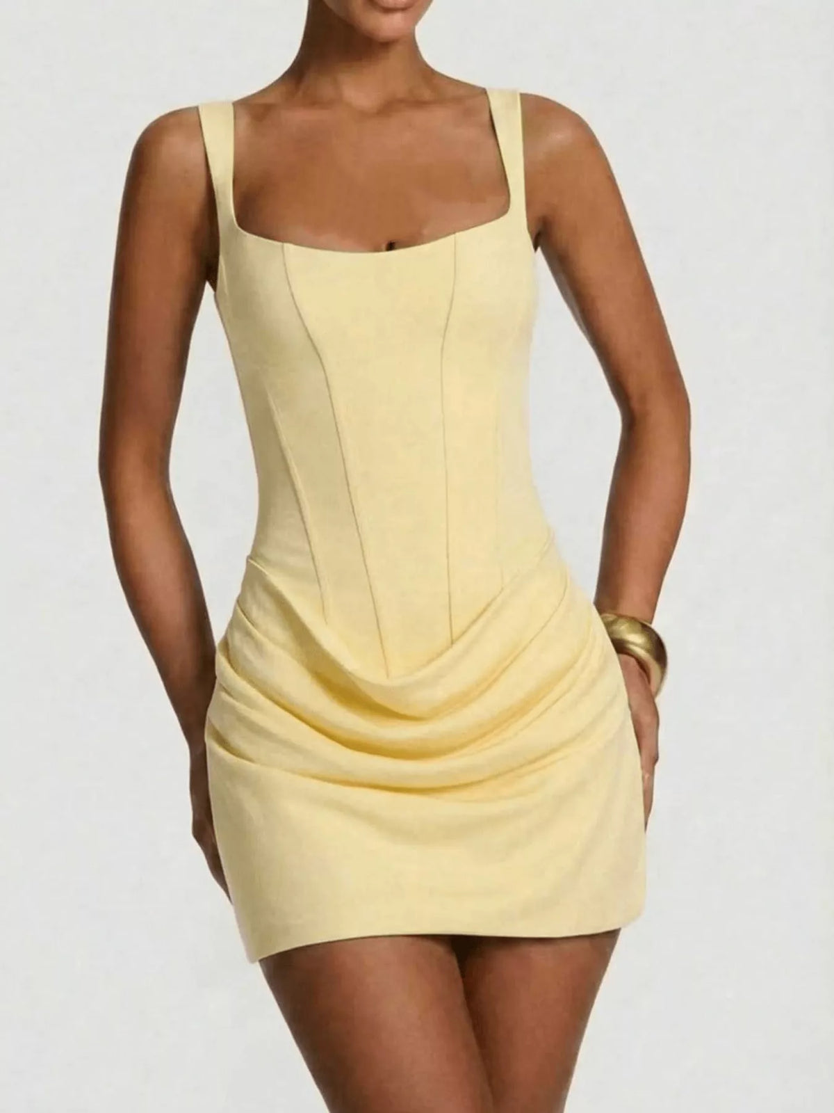 Corset-Style Mini Dress with Ruched Detail - alternate view 13