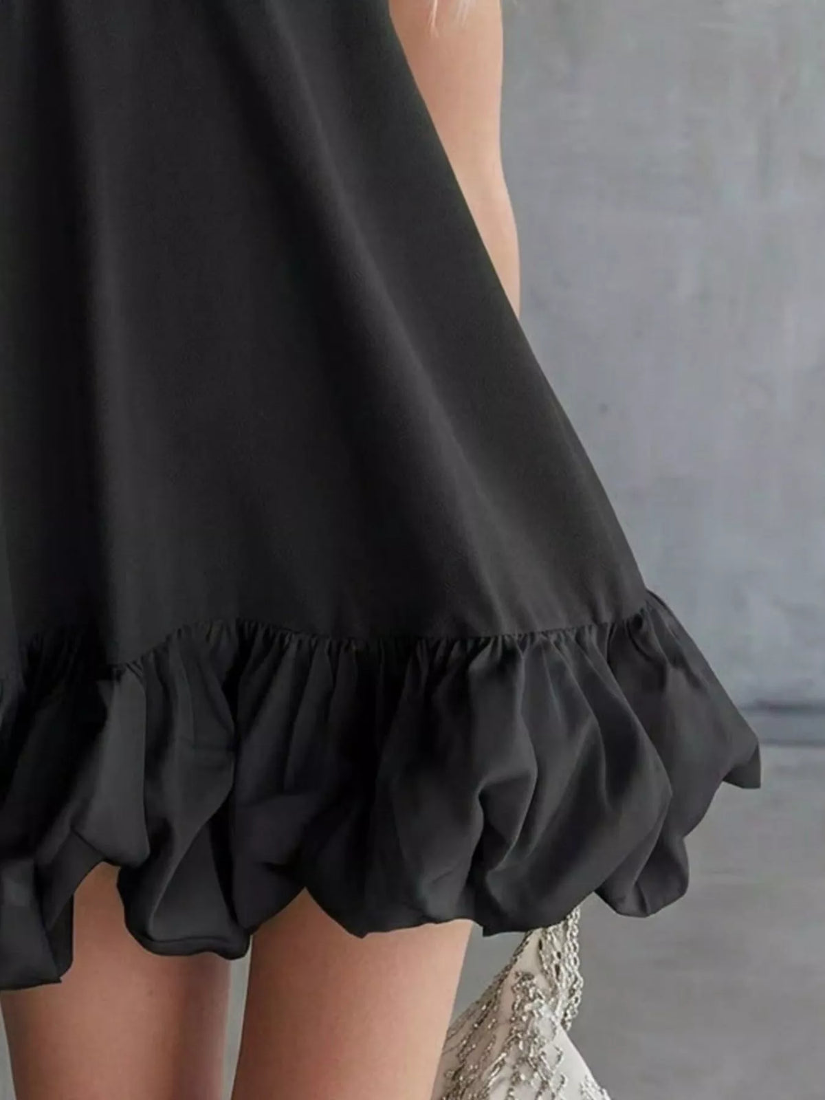 Full Size V-Neck Bubble Hem Mini Dress Plus Size - alternate view 3