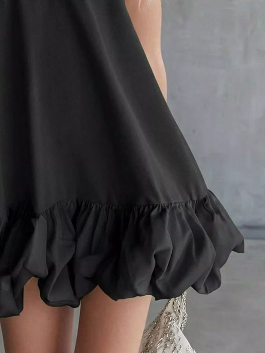 Full Size V-Neck Bubble Hem Mini Dress Plus Size - alternate view 3