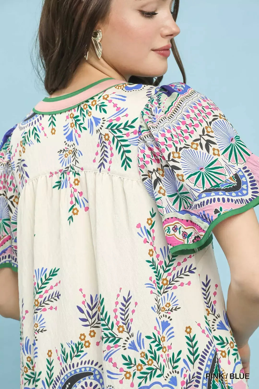 Paisley Flutter Sleeve Mini Dress - alternate view 4
