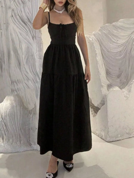 Lace Up Back Maxi Cami Dress - alternate view 4
