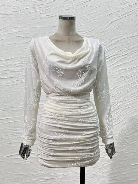 Ruched Long Sleeve Mini Dress - alternate view 3
