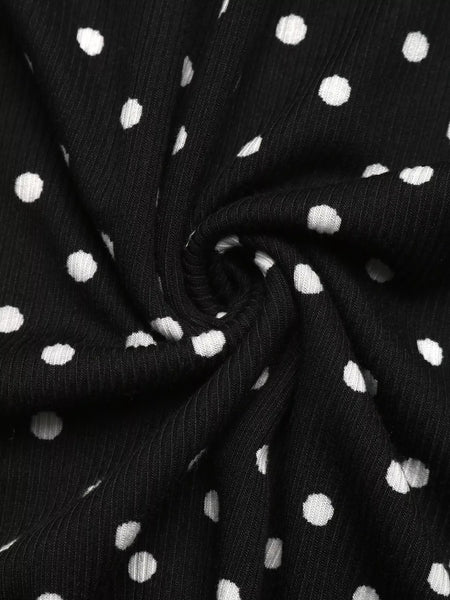 Polka Dot Long Sleeve Ruffle Hem Mini Dress - alternate view 10