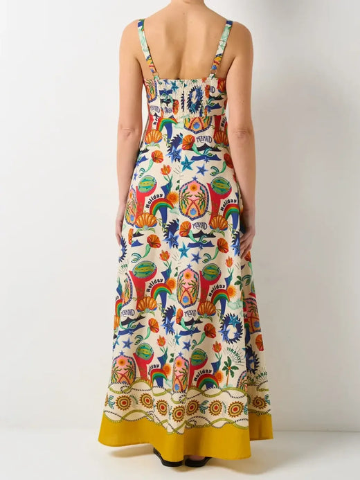 Printed Square Neck Maxi Cami Dress - alternate view 5