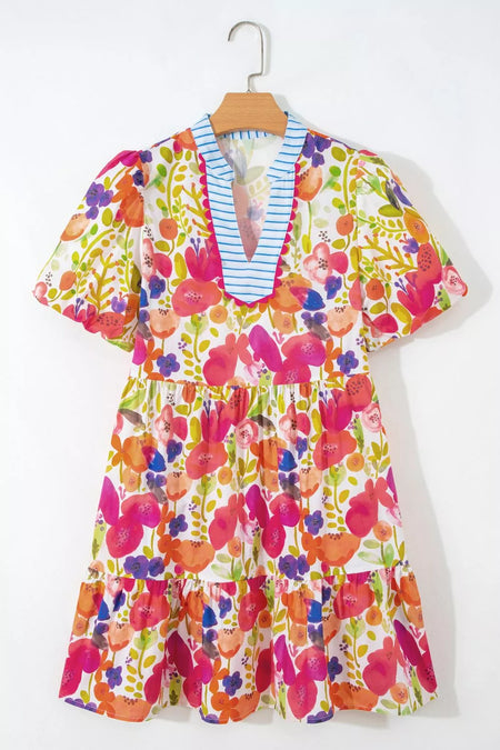 Floral Print Tiered Mini Dress - alternate view 4
