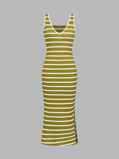 Striped Bodycon Knit Midi Dress - alternate view 11