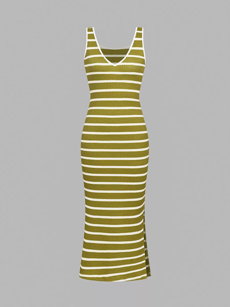 Striped Bodycon Knit Midi Dress - alternate view 11
