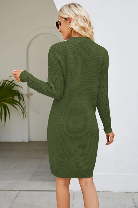 Cable-Knit Long Sleeve Sweater Dress - alternate view 13