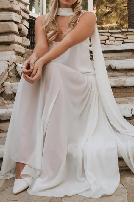 Adjustable Strap Maxi Cami Dress with Scarf - alternate view 18