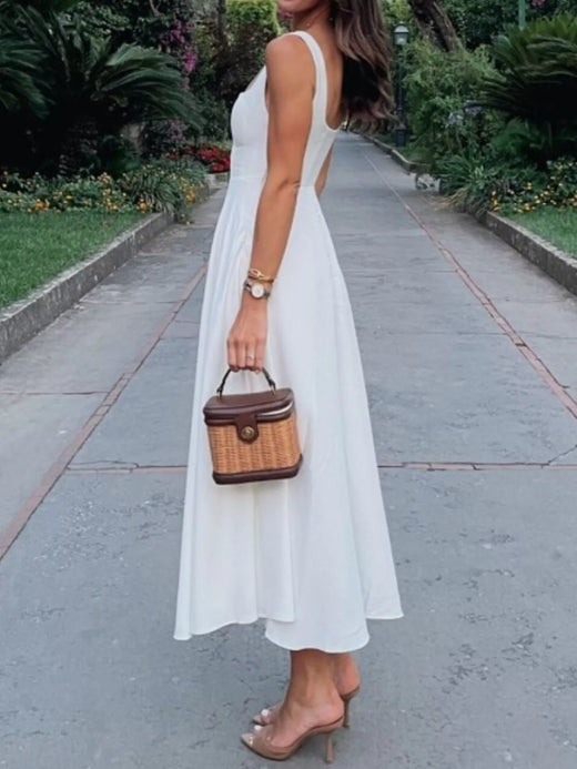 Square Neck Wide Strap A-Line Dress - alternate view 5