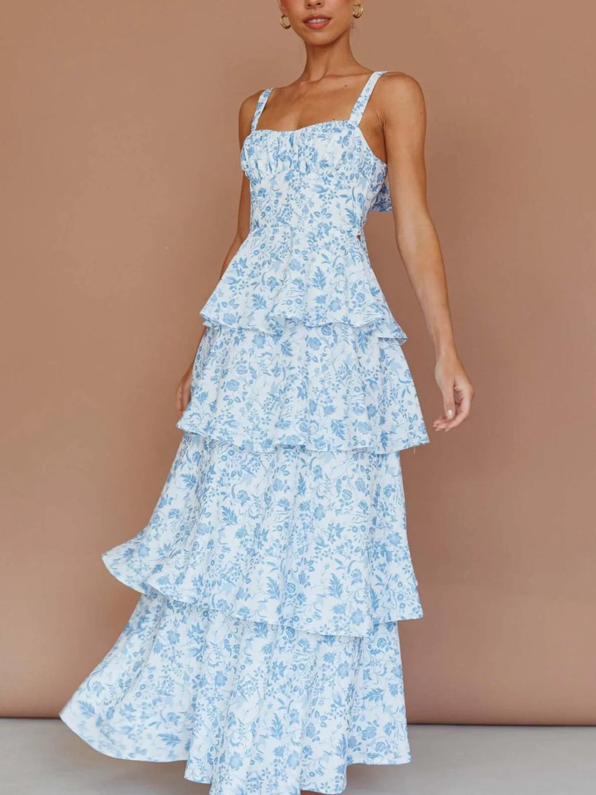 Floral Layered Ruffle Maxi Dress - alternate view 12